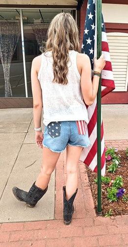 American flag jean shorts